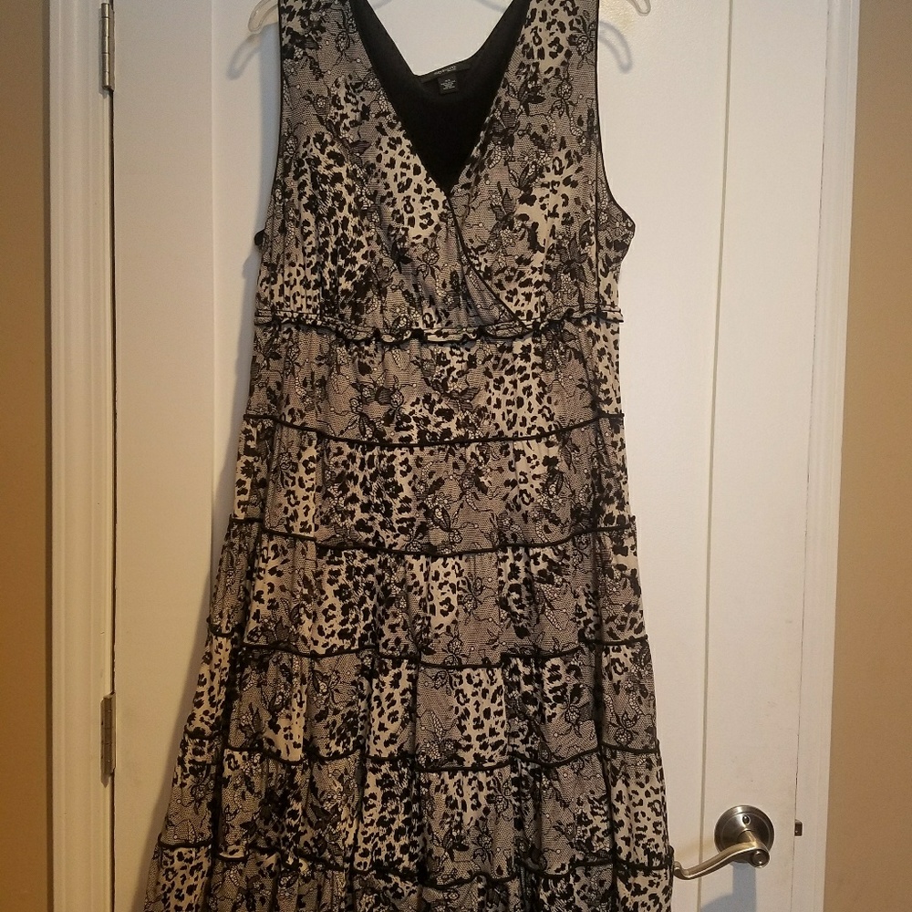 Style & Co Black/White Patterned Dress